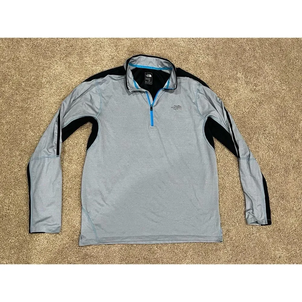 The North Face Pullover Mens L Gray Blue Mountain Athletics 1/4 Zip FlashDry-XD